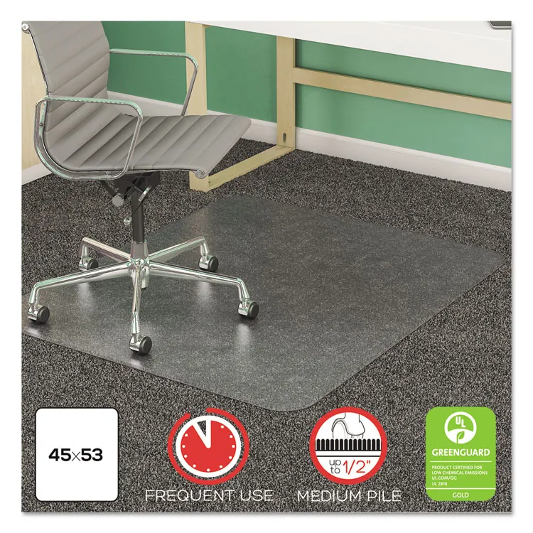 DEFLECTO DEF CM14113 — Deflecto SuperMat for Carpet - Carpet, Indoor - 48 Length x 36 Width - Lip Size 10 Length x 19 Width - Rectangle - Clear