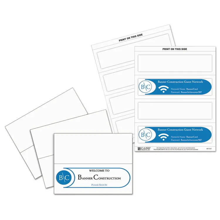 C-LINE CLI 87517 — C-Line Scored Name Tent Cardstock for Laser/Inkjet Printers - Large Size, White, 8-1/2 x 11, 50/BX, 87517