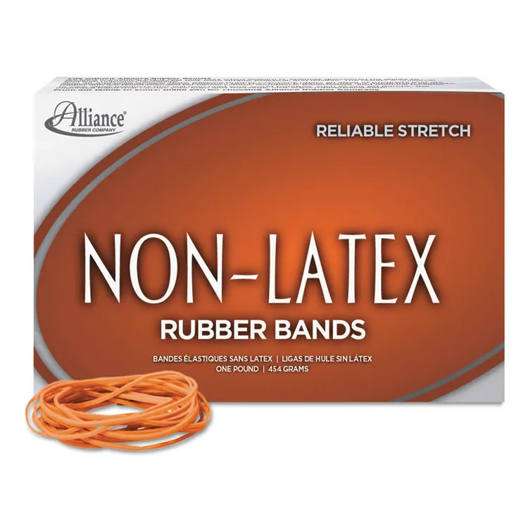 ALLIANCE RUBBER ALL 37176 — Alliance Rubber 37176 Non-Latex Rubber Bands - Size #117B - 1 lb. box contains approx. 250 bands - 7 x 1/8 - Orange