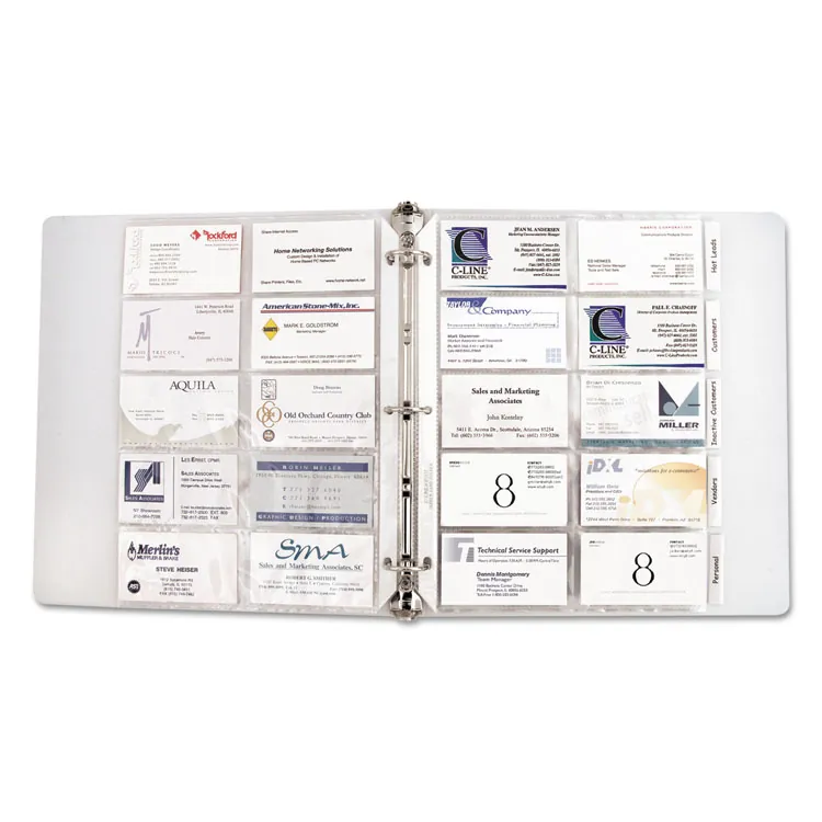 C-LINE CLI 61217 — C-Line Business Card Holder Pages for Ring Binders, Poly - Holds 20 Cards/Page, 3-Hole Punched, 11-1/4 x 8-1/8, 10/PK, 61217