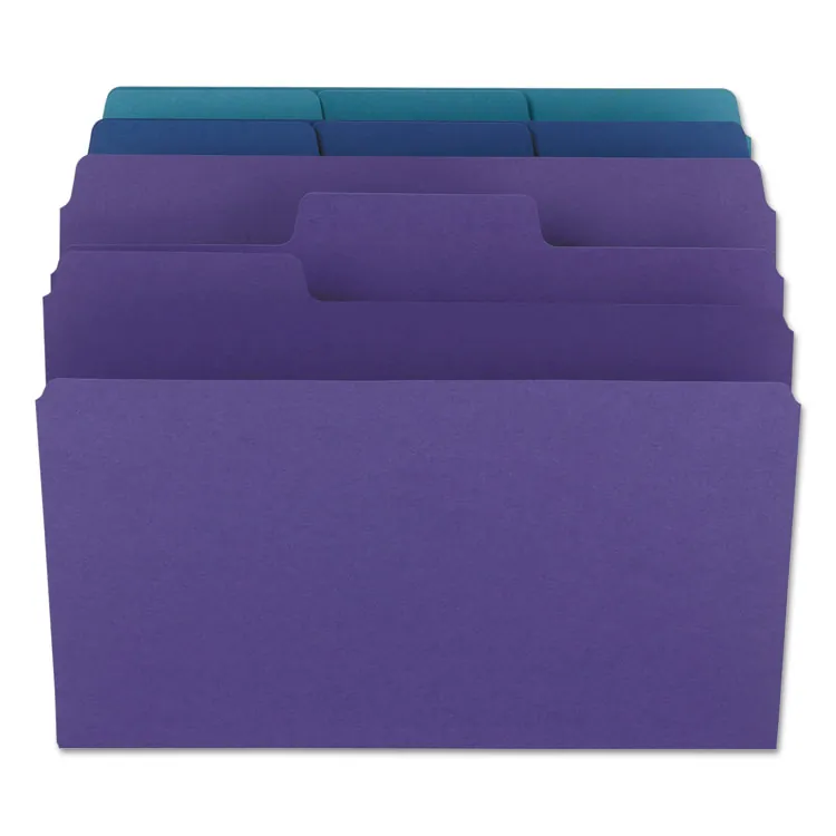 SMEAD MANUFACTURING CO. SMD 11989 — Smead SuperTab 1/3 Tab Cut Letter Recycled Top Tab File Folder - 8 1/2 x 11 - 3/4 Expansion - Top Tab Location - Assorted Position Tab Position - 2 Divider(s) - Paper - Teal, Purple, Navy - 10% Recycled - 3 / Pack