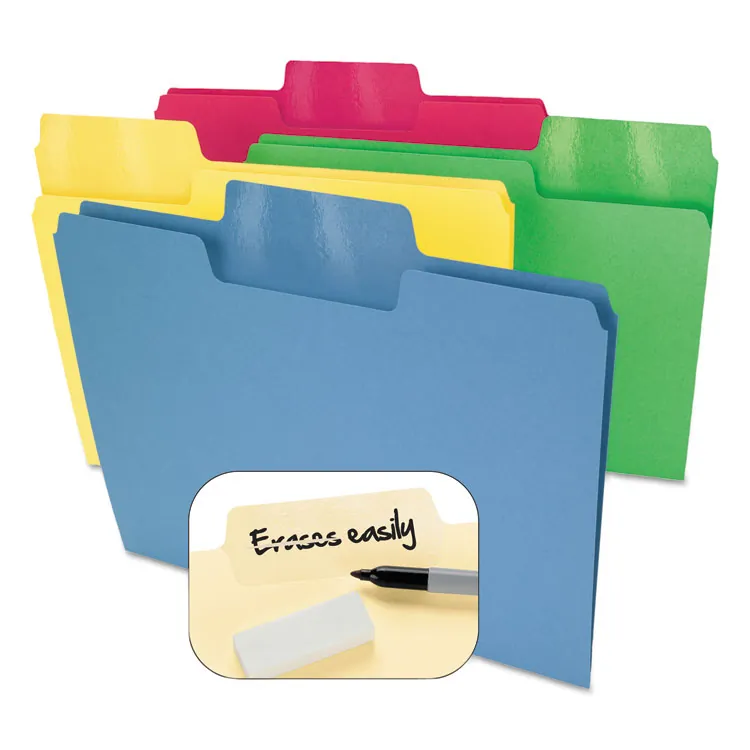 SMEAD MANUFACTURING CO. SMD 10480 — Smead SuperTab 1/3 Tab Cut Letter Recycled Top Tab File Folder - 8 1/2 x 11 - Top Tab Location - Assorted Position Tab Position - Blue, Red, Green, Yellow - 10% Recycled - 24 / Pack