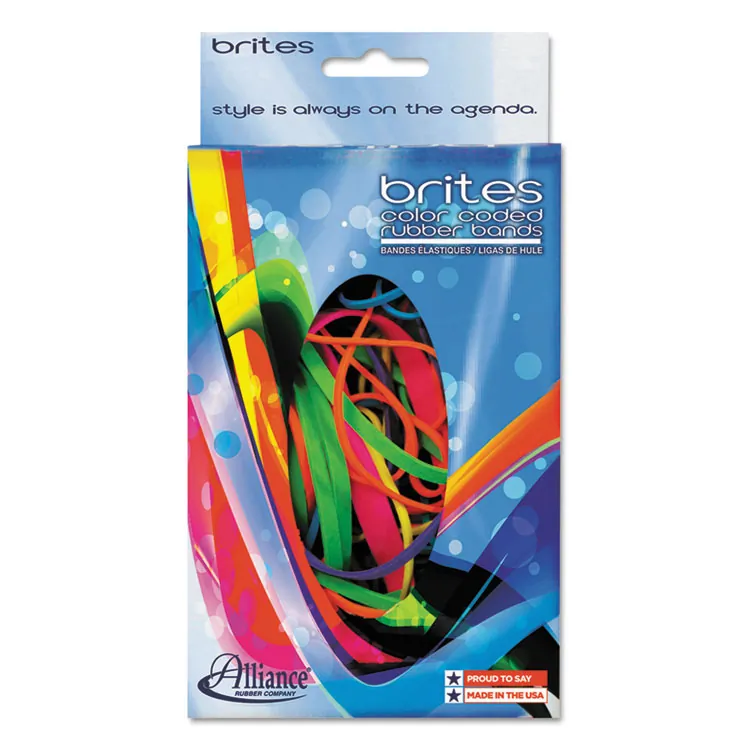 ALLIANCE RUBBER ALL 07706 — Alliance Rubber Brites 07706 Pic Pac - Non-Latex Colored Elastic Bands - Various Sizes - 6 Most Popular Sizes - 1.5 oz Pack - Asst. Colors - Pic Pac Dispenser Box