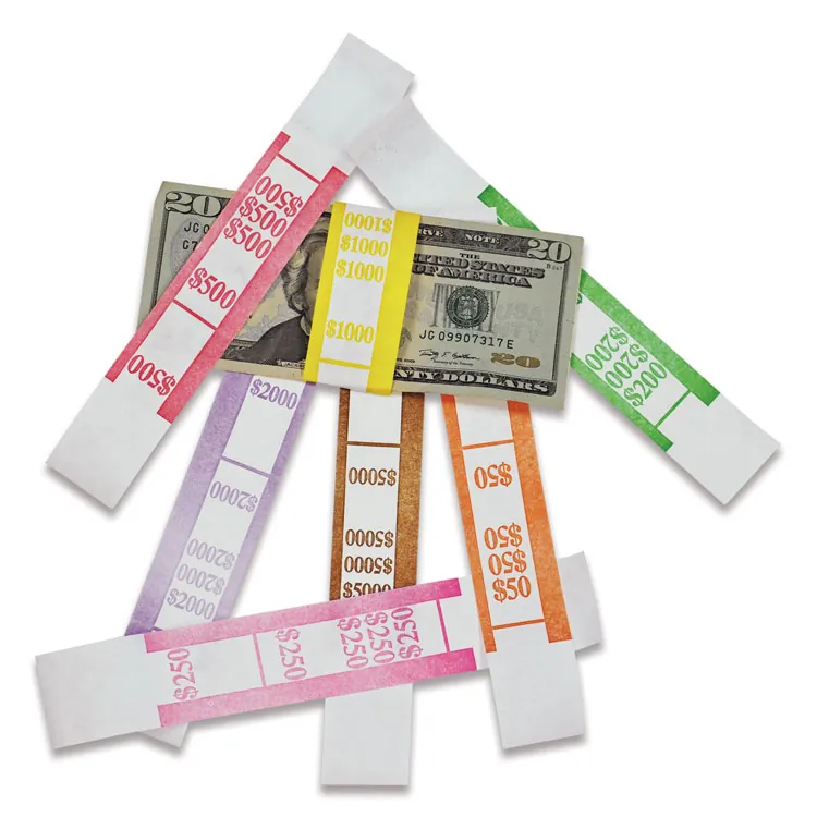 ICONEX ICX 94190060 — ICONEX Currency Straps - $100 Denomination - Sturdy, Color Coded, Adhesive - Kraft Paper - Blue