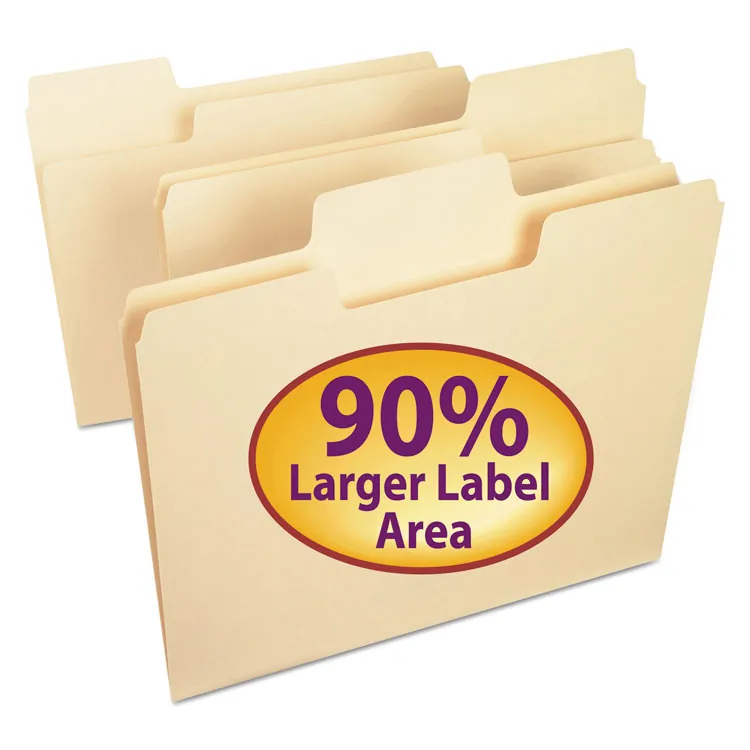 SMEAD MANUFACTURING CO. SMD 10401 — Smead SuperTab 1/3 Tab Cut Letter Recycled Top Tab File Folder - 8 1/2 x 11 - 3/4 Expansion - Top Tab Location - Assorted Position Tab Position - Manila - Manila - 10% Recycled - 50 / Box
