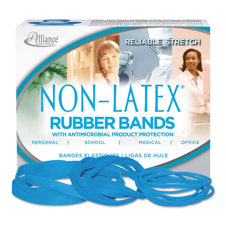 ALLIANCE RUBBER ALL 42339 — Alliance Rubber 42339 Non-Latex Rubber Bands with Antimicrobial Protection - Size #33 - 1/4 lb. box contains approx. 180 bands - 3 1/2 x 1/8 - Cyan blue