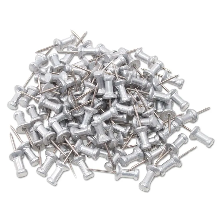 ADVANTUS CORPORATION GEM CPAL3 — Gem Office Products Aluminum Pushpins - 0.4 Length x 0.2 Diameter - 100 / Box - Silver - Steel, Aluminum