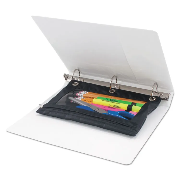ADVANTUS CORPORATION AVT 67024 — Advantus Binder Pencil Pouch - 10 Height x 7.4 Width - 3 x Holes - Ring Binder - Rectangular - Black, Clear - Vinyl - 1 Each