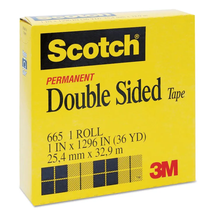3M MMM 665121296 — Scotch Permanent Double-Sided Tape - 1/2"W - 36 yd Length x 0.50" Width - 3" Core - Clear - Long Lasting - For Joining, Splicing, Mounting - 1 Roll