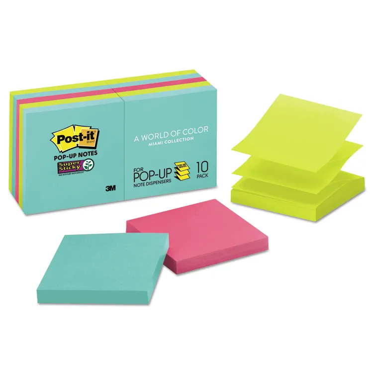 3M MMM R33018SSMIAC — Post-it® Super Sticky Adhesive Note - 3 x 3 - Square - 90 Sheets per Pad - Assorted Bright - Paper - Super Sticky, Adhesive, Recyclable, Pop-up, Residue-free - 18 / Pad