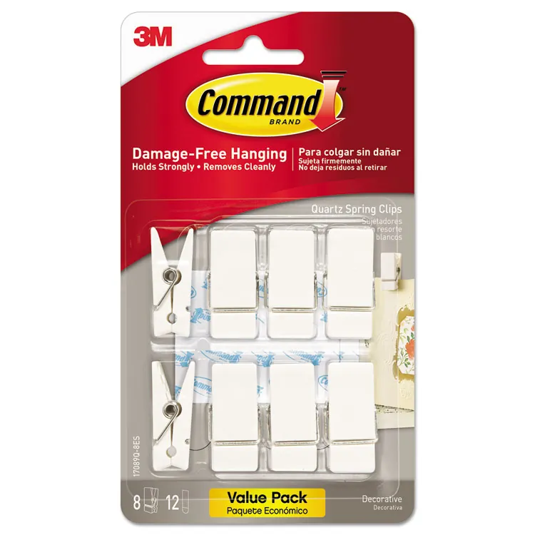 3M MMM 17005ES — Command Spring Clip - 8 oz (226.8 g) Capacity - Plastic - White - 1 / Pack