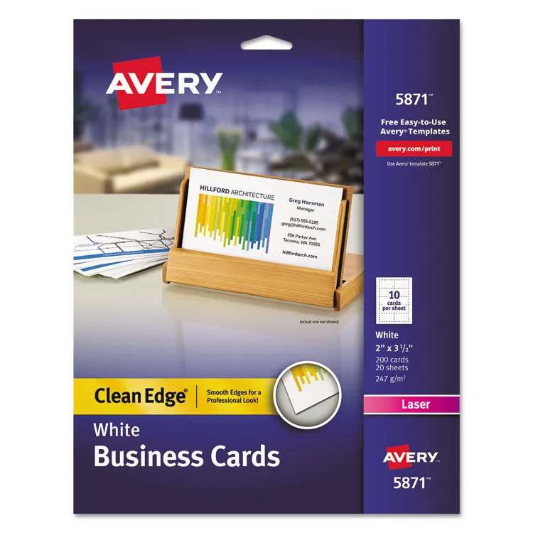 Avery Dennison AVE 5876 — Avery® Clean Edge Laser Business Card - Ivory - 58 Brightness - 3 1/2 x 2 - 200 / Pack - Rounded Corner