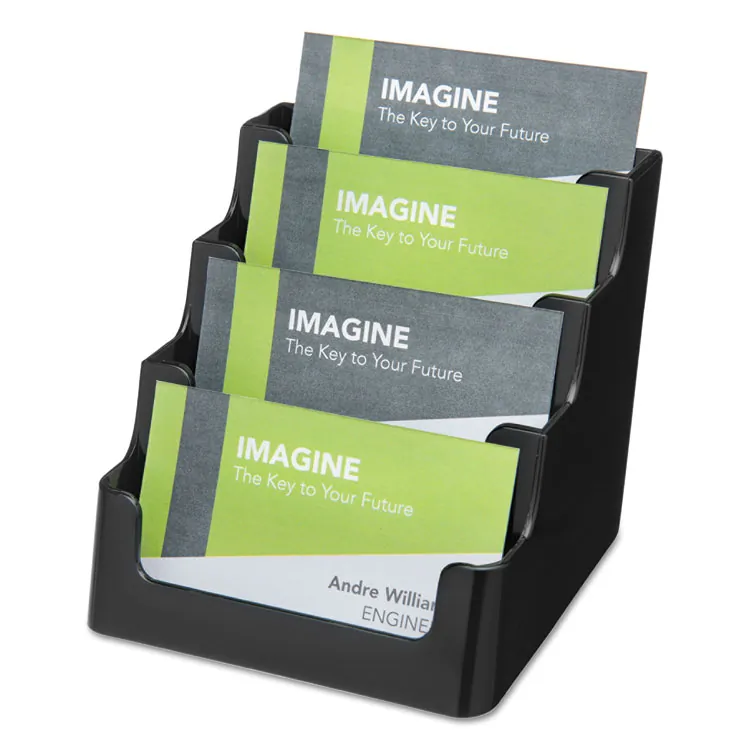 DEFLECTO DEF 90804 — Deflecto 4-Tier Business Card Holder - 3.9 x 7.9 x 3.6 x - Plastic - 1 Each - Black