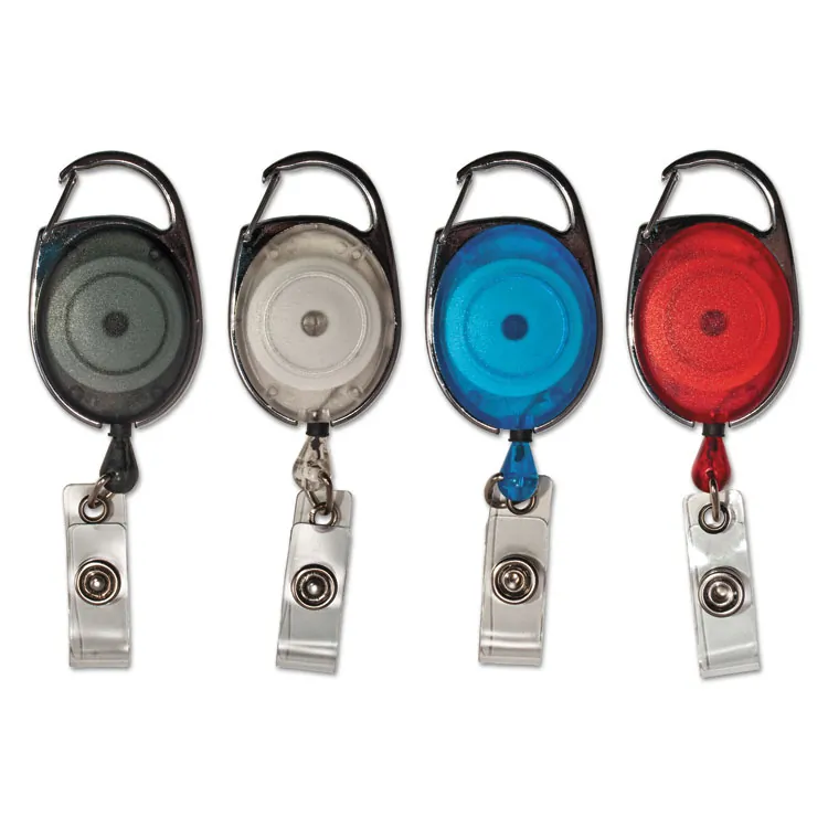 ADVANTUS CORPORATION AVT 75552 — Advantus Retractable Carabiner-Style ID Reel - Extendable - 20 / Pack - Clear, Blue, Smoke, Red
