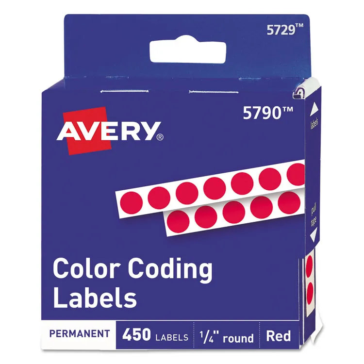 Avery Dennison AVE 05791 — Avery® 1/4 Color-Coding Labels - 1/4 Diameter - Permanent Adhesive - Round - Green - 450 / Pack