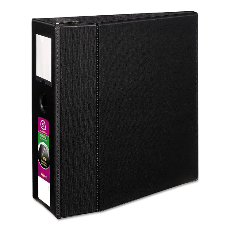 Avery Dennison AVE 08502 — Avery® DuraHinge Durable Binder with Label Holder - 2 Binder Capacity - Letter - 8 1/2 x 11 Sheet Size - 540 Sheet Capacity - 3 x D-Ring Fastener(s) - 4 Internal Pocket(s) - Poly - Black - Recycled - Gap-free Ring, Label Holder, Stacked Pocket - 1 Each