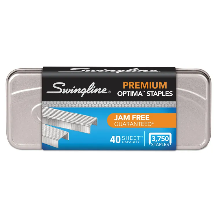 ACCO Brands S7035556E — Swingline Optima Premium Staples - 210 Per Strip - Standard - 1/4" Leg - Holds 40 Sheet(s) - Silver - Metal - 0.3" Height x 0.5" Width - 3750 / Box