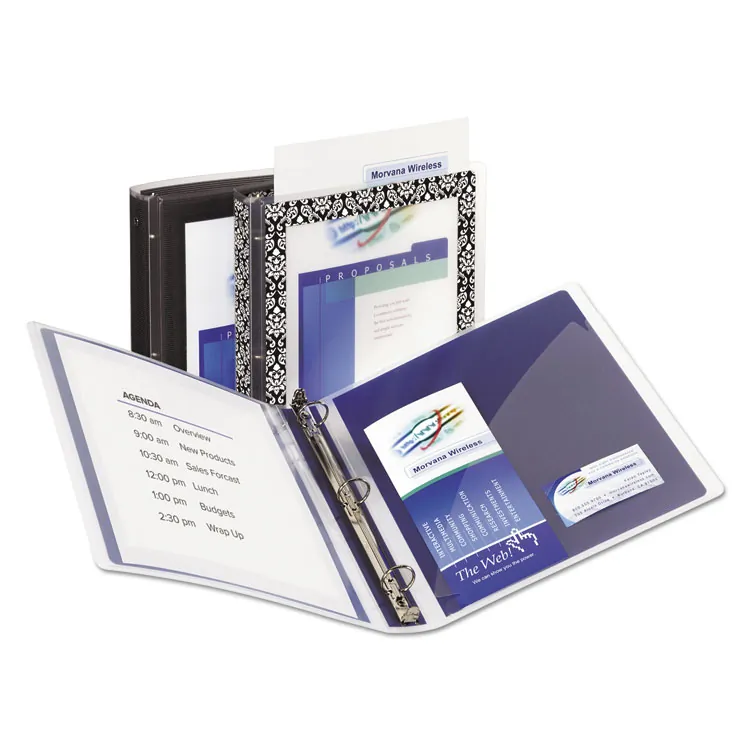 Avery Dennison AVE 17637 — Avery® Flexi-View 3 Ring Binders - 1 1/2 Binder Capacity - Letter - 8 1/2 x 11 Sheet Size - 275 Sheet Capacity - 3 x Round Ring Fastener(s) - 1 Pocket(s) - Polypropylene - Black - Pocket, Flexible, Durable, Business Card Holder, Lightweight, Preprinted, Non-stick, Ink-transfer Resistant - 1 Each