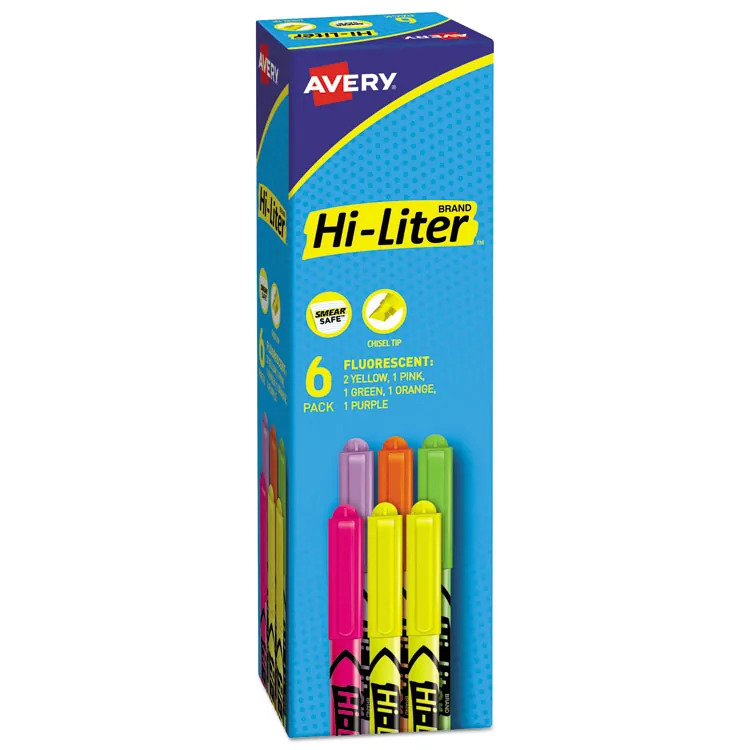 Avery Dennison AVE 23565 - Avery Pen-Style Fluorescent Highlighters - Chisel Marker Poi