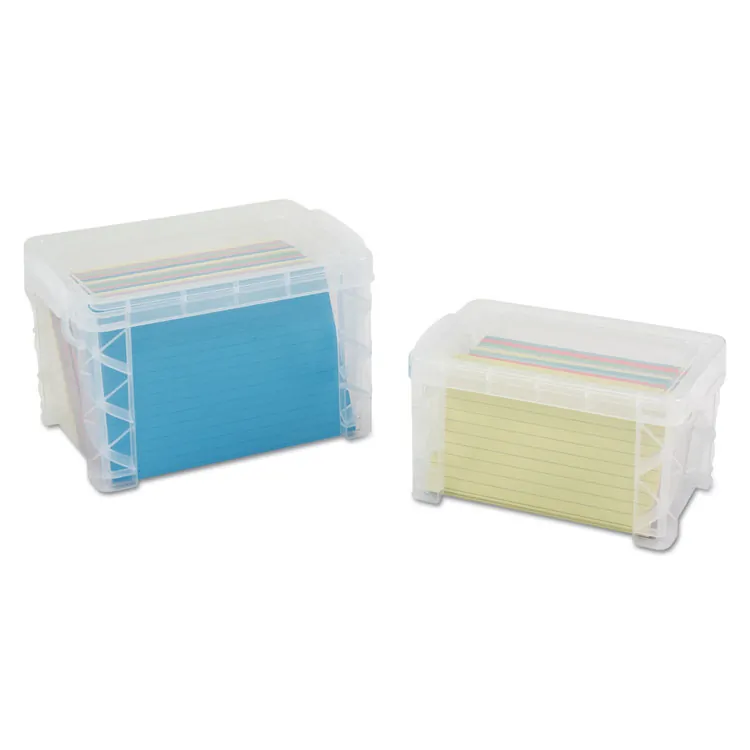 ADVANTUS CORPORATION AVT 40305 — Advantus Super Stacker Index Cards Box - External Dimensions: 6.3 Width x 4.3 Depth x 4.3 Height - Media Size Supported: Index Card 4 x 6 - 500 x Index Card (4 x 6) - Lid Lock Closure - Stackable - Plastic - Clear - For Index Card, Craft Supplies, Recipe, Office Supplies, School Supplies - 1 Each