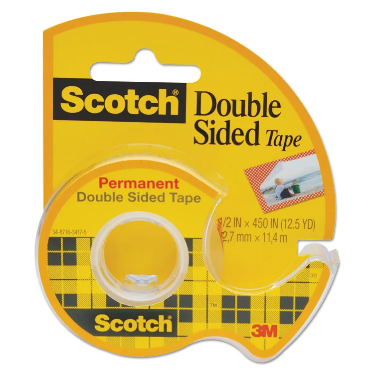 3M MMM 3136 — Scotch Double-Sided Tape - 20.83 ft Length x 0.50 Width - 1 Core - Dispenser Included - Handheld Dispenser - 3 / Pack - Clear