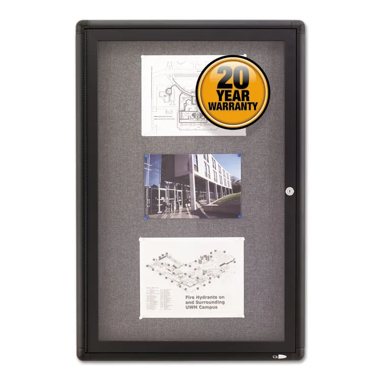 ACCO Brands QRT 2367L — Quartet Enclosed Bulletin Board - 48 Height x 72 Width - Gray Fabric Surface - Hinged, Durable, Shatter Proof, Self-healing - Graphite Frame - 1 / Each