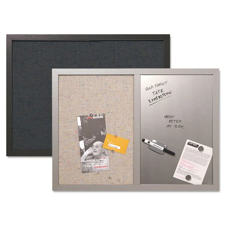 BI-SILQUE VISUAL COMMUNICATION PRODUCTS BVC MX04331608 — MasterVision MV Fabric/Dry-erase Bulletin Board - 18 Height x 24 Width - Gray Fabric, White Surface - Lightweight, Mounting System, Magnetic - Gray Wood Frame - 1 Each