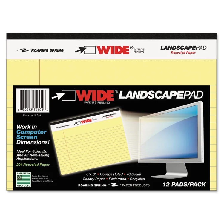 ROARING SPRING PAPER PRODUCTS ROA 74501 - Roaring Spring Wide College Ruled Landscape Legal Pad - 40 S