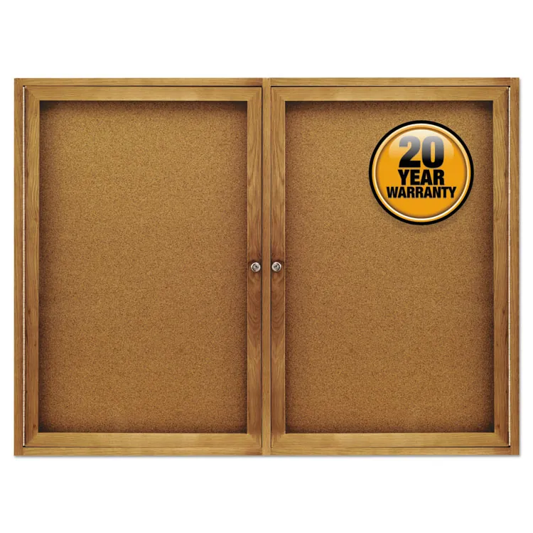 ACCO Brands QRT 2364 — Quartet Enclosed Bulletin Board for Indoor Use - 36 Height x 48 Width - Brown Natural Cork Surface - Hinged, Self-healing, Shatter Proof, Rounded Corner, Durable - Silver Aluminum Frame - 1 Each
