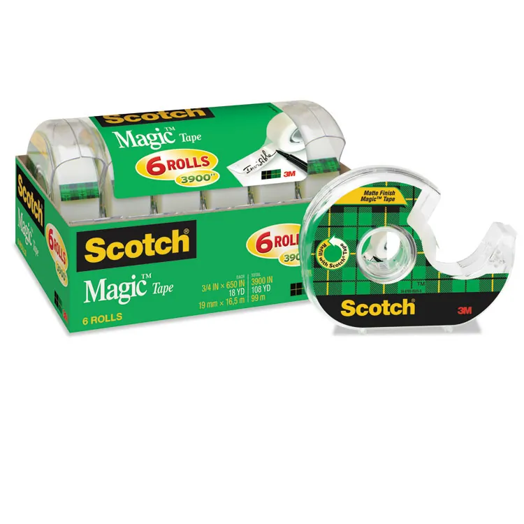 3M MMM 104 — Scotch Magic Magic Tape - 12.50 yd Length x 0.50 Width - 1 Core - Permanent Adhesive Backing - Dispenser Included - Handheld Dispenser - 1 / Roll - Clear