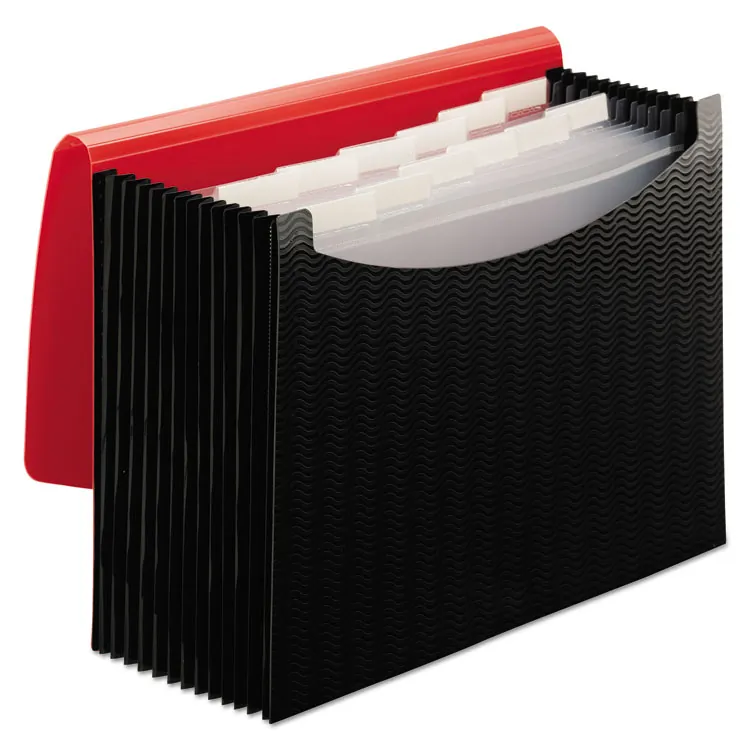 SMEAD MANUFACTURING CO. SMD 70866 — Smead Letter Expanding File - 8 1/2 x 11 - 12 Internal Pocket(s) - Polypropylene - Red, Black - 1 Each