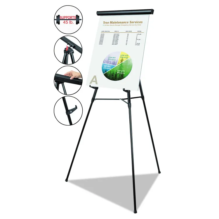BI-SILQUE VISUAL COMMUNICATION PRODUCTS BVC FLX05102MV — MasterVision Heavy Duty Display Easel - 45 lb Load Capacity - 69 Height x 28.5 Width x 34 Depth - Metal, Aluminum, Plastic, Rubber - Silver