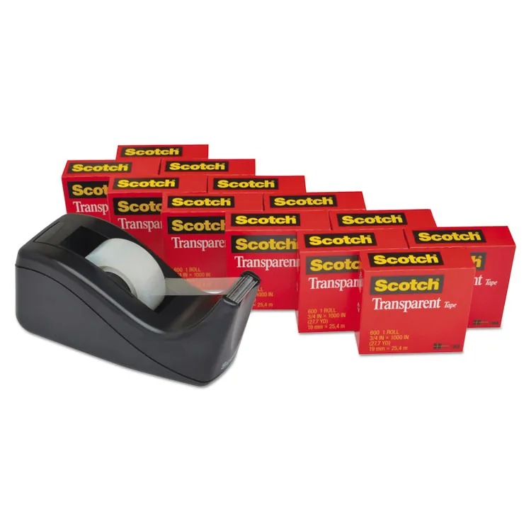 3M MMM 600KC60 — Scotch Transparent Tape and Scotch C60 Dispenser - 27.78 yd Length x 0.75 Width - 1 Core - Dispenser Included - Desktop Dispenser - 12 / Pack - Clear