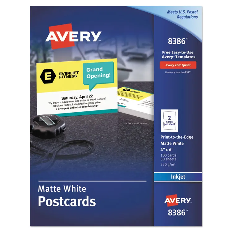 Avery Dennison AVE 5689 — Avery® Laser Postcard - White - 97 Brightness - 5 1/2 x 4 1/4 - Matte - 200 / Box - FSC Mix - Rounded Corner