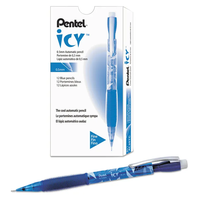 Pentel PEN AL25TA — Pentel Icy Mechanical Pencil - #2 Lead - 0.5 mm Lead Diameter - Refillable - Black Barrel - 12 / Dozen