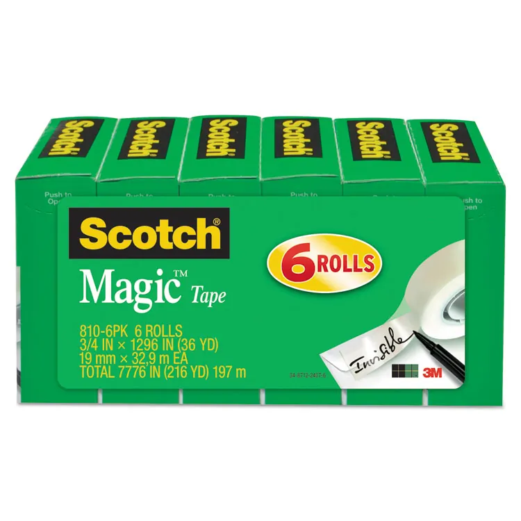 3M MMM 810K3 — Scotch 3/4W Magic Tape - 27.78 yd Length x 0.75 Width - 1 Core - 3 / Pack - Matte Clear