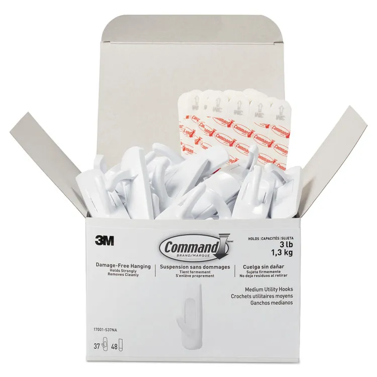 3M MMM 17068ES — Command Medium Wire Hook - 3 lb (1.36 kg) Capacity - Plastic - White - 2 / Pack