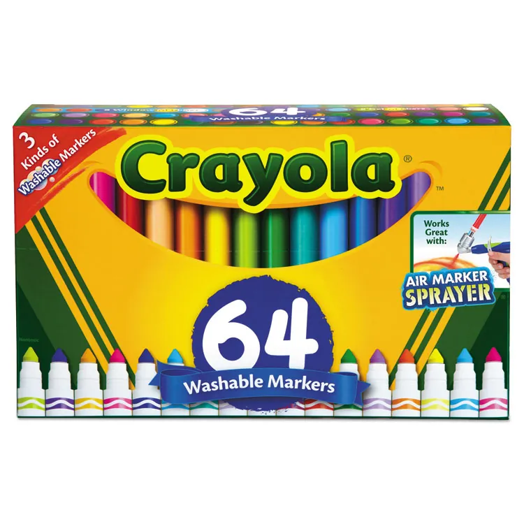 CRAYOLA CYO 588180 — Crayola Washable Markers - Conical Marker Point StyleGel-based Ink - 64 / Set