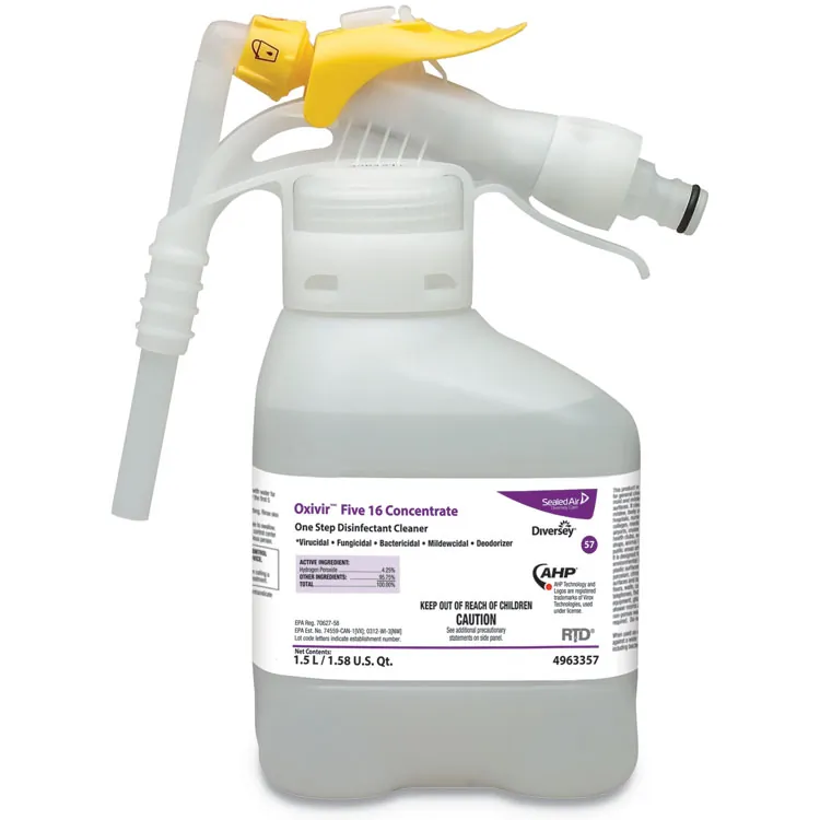 DIVERSEY DVO 5019296 — Diversey Oxivir Five 16 Disinfectant Cleaner - Concentrate Liquid - 47.3 fl oz (1.5 quart) - Characteristic Scent - 1 Each - Clear
