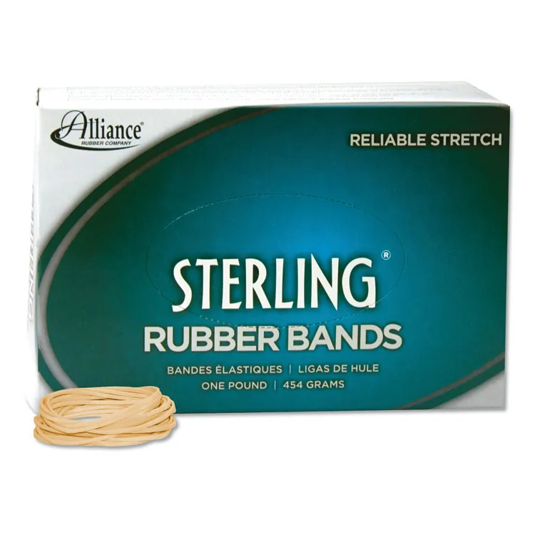 ALLIANCE RUBBER ALL 24325 — Alliance Rubber 24325 Sterling Rubber Bands - Size #32 - Approx. 950 Bands - 3 x 1/8 - Natural Crepe - 1 lb Box