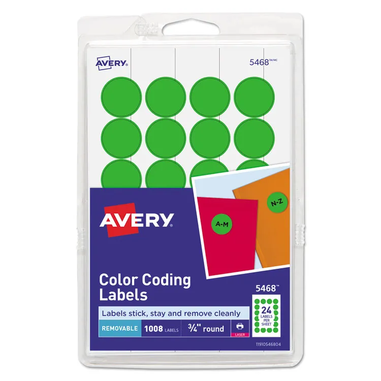 Avery Dennison AVE 05469 — Avery® Color-Coding Labels - 3/4 Diameter - Round - Laser, Inkjet - Dark Blue - Paper - 24 / Sheet - 42 Total Sheets - 1008 Total Label(s) - 1008 / Pack
