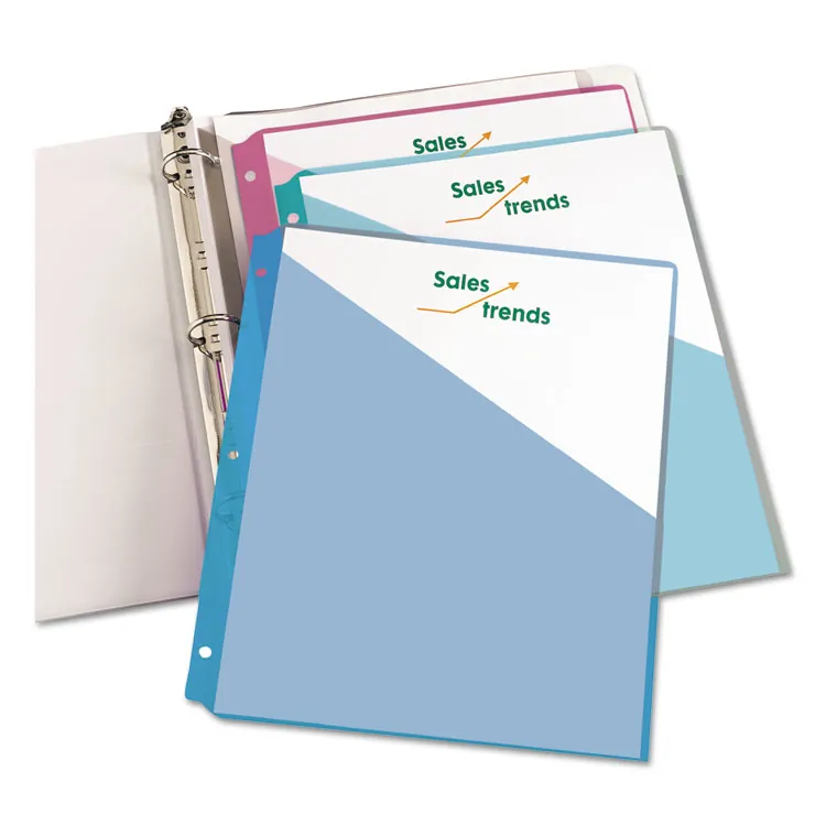 Avery Dennison AVE 75254 — Avery® Durable Letter Vinyl File Pocket - 8 1/2 x 11 - 20 Sheet Capacity - 3 Pocket(s) - Polypropylene, Plastic - Assorted - 5 / Pack