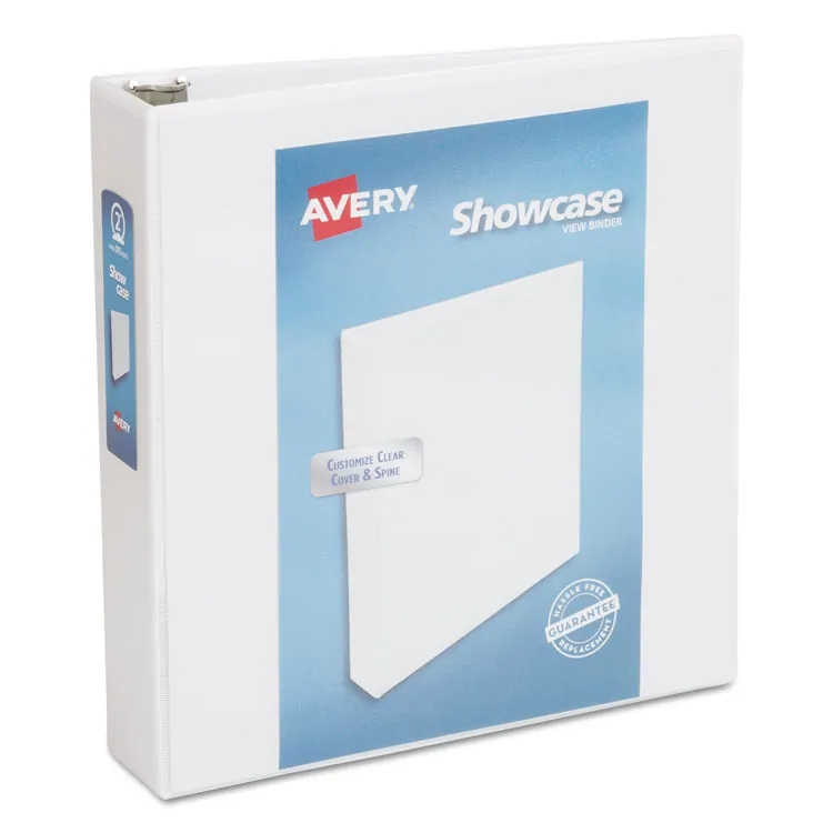 Avery Dennison AVE 19601 — Avery® Showcase Economy View Binder - 1 Binder Capacity - Letter - 8 1/2 x 11 Sheet Size - 175 Sheet Capacity - Round Ring Fastener(s) - 2 Inside Front & Back Pocket(s) - White - 14.72 oz - Rivet, Clear Overlay, Non Locking Mechanism - 1 Each