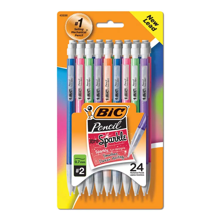 BIC BIC MPLP241 — BIC Xtra Sparkle Mechanical Pencils - #2 Lead - 0.7 mm Lead Diameter - Refillable - Black Lead - Blue Plastic, Green, Orange, Purple, Red Barrel - 24 / Pack