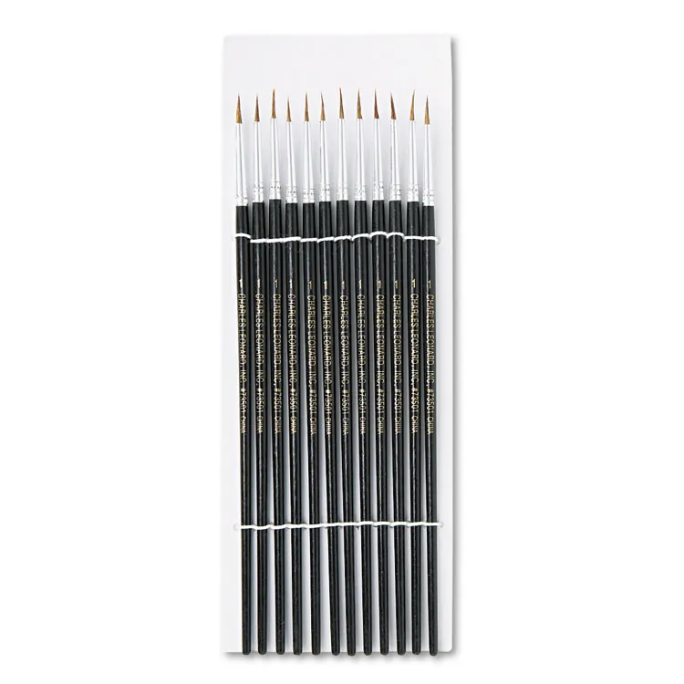 CHARLES LEONARD LEO 73504 — CLI Size 4 Water Color Pointed Brushes - 12 Brush(es) - No. 4 Hardwood - Aluminum Ferrule