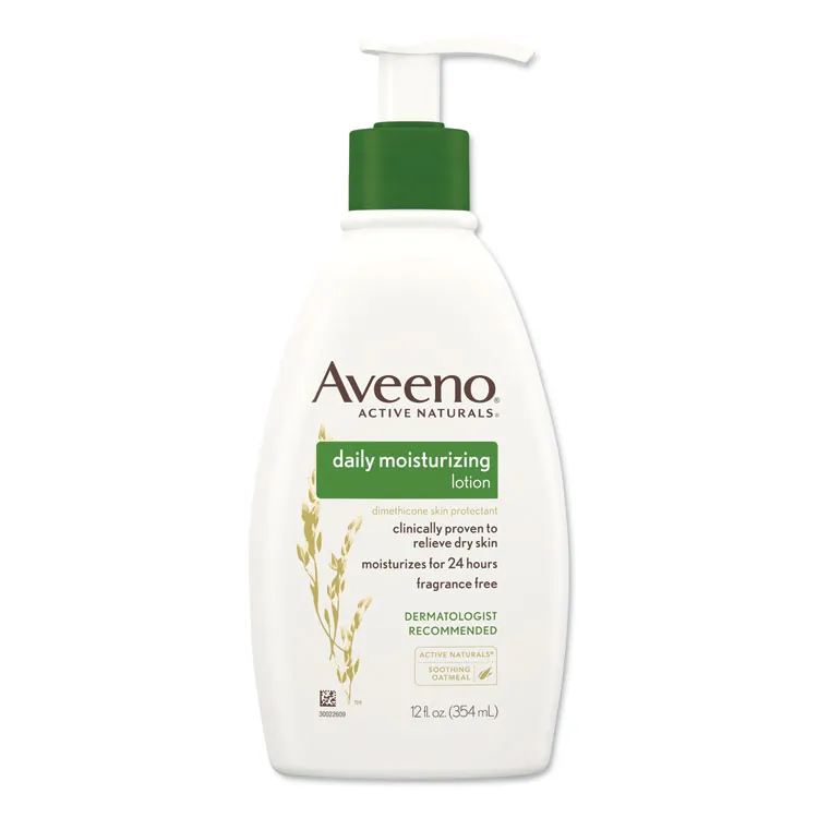 JOHNSON & JOHNSON JOJ 3600 — Aveeno® Daily Moisturizing Lotion - Lotion - 12 oz (340.2 g) - Non-fragrance - For Dry, Sensitive Skin - Non-greasy, Non-comedogenic, Hypoallergenic, Absorbs Quickly - 1 Each