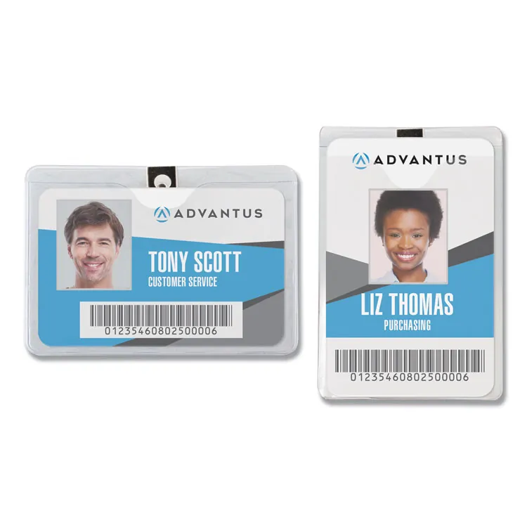 ADVANTUS CORPORATION AVT 75457 — Advantus Vertical Badge Holder with Clip - 3 x 4 - Vinyl - 50 / Pack - Clear