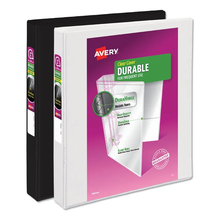 Avery Dennison AVE 17002 — Avery® Durable View 3 Ring Binder - 1/2 Binder Capacity - Letter - 8 1/2 x 11 Sheet Size - 135 Sheet Capacity - 3 x Slant Ring Fastener(s) - 2 Internal Pocket(s) - Polypropylene - White - Recycled - Pocket, Durable, Tear Resistant, Flexible, Split Resistant, Sturdy - 12 Each
