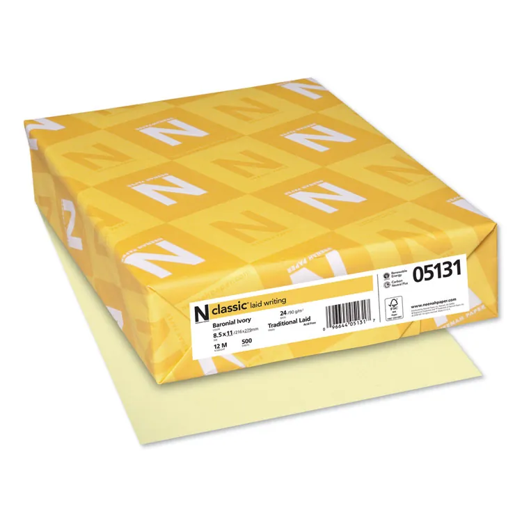 NEENAH PAPER NEE 06511 — Classic Laser, Inkjet Copy & Multipurpose Paper - Avon Brilliant - 98 Brightness - Letter - 8 1/2 x 11 - 24 lb Basis Weight - Laid - 1 / Ream