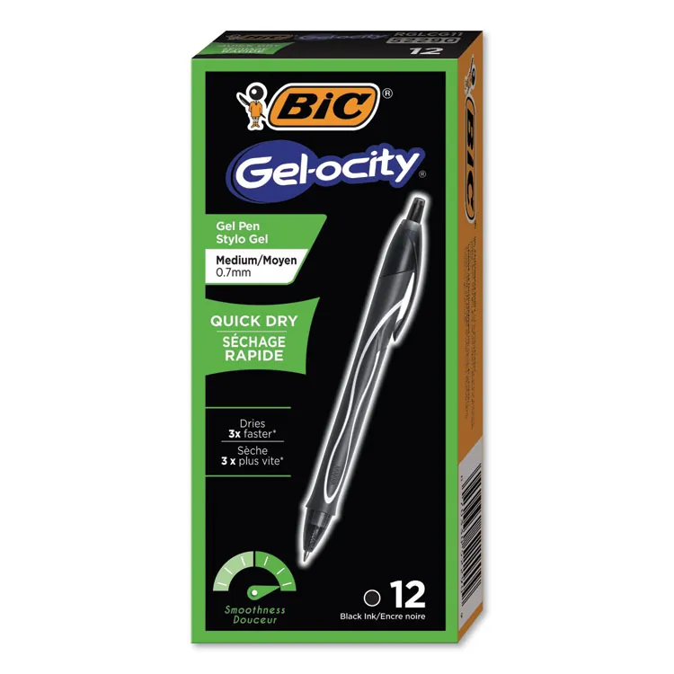 BIC BIC RGLCG11BE — BIC Gel-ocity .7mm Retractable Pen - Medium Pen Point - 0.7 mm Pen Point Size - Retractable - Blue Gel-based Ink - 12 / Dozen